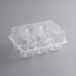 PLASTIC CLEAR CUPCAKE TRAYS - 6 WELL 1CT