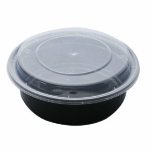 BLACK FOOD CONTAINER W/LID 450ML ROUND