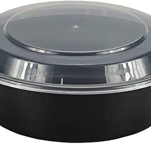 BLACK FOOD CONTAINER W/LID 900ML ROUND