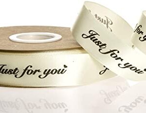 JUST FOR YOU 1" SATIN IVORY W/BLACK PRINT