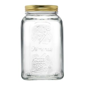 SQUARE MASON JAR WF10 XLG W/BRONZE METAL TOP
