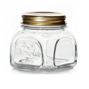 SQUARE MASON JAR WF13 SM W/BRONZE METAL TOP