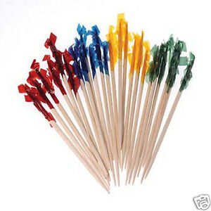 3" NATURAL WOODEN TOOTHPICKS -WITH FRILLS