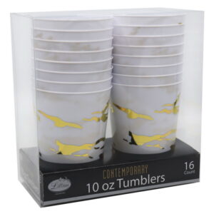 CONTEMPORARY 10OZ TUMBLER GOLD/WHITE MARBLE