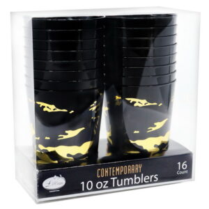 CONTEMPORARY 10OZ TUMBLER GOLD/BLACK MARBLE