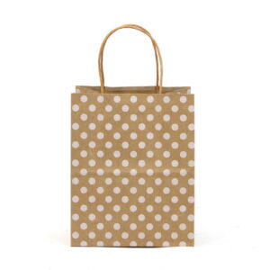 PRINTED DOTS KRAFT PAPER BAGS DOUBLE LAYERED MEDIUM 12CT