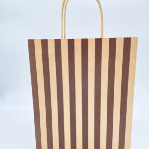 PRINTED STRIPES KRAFT PAPER BAGS DOUBLE LAYERED MEDIUM 12CT