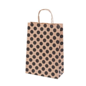 PRINTED DOTS KRAFT PAPER BAGS DOUBLE LAYERED LARGE 12CT