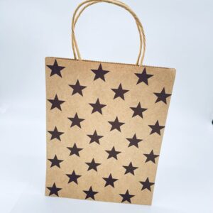 PRINTED STARS KRAFT PAPER BAGS DOUBLE LAYERED LARGE 12CT