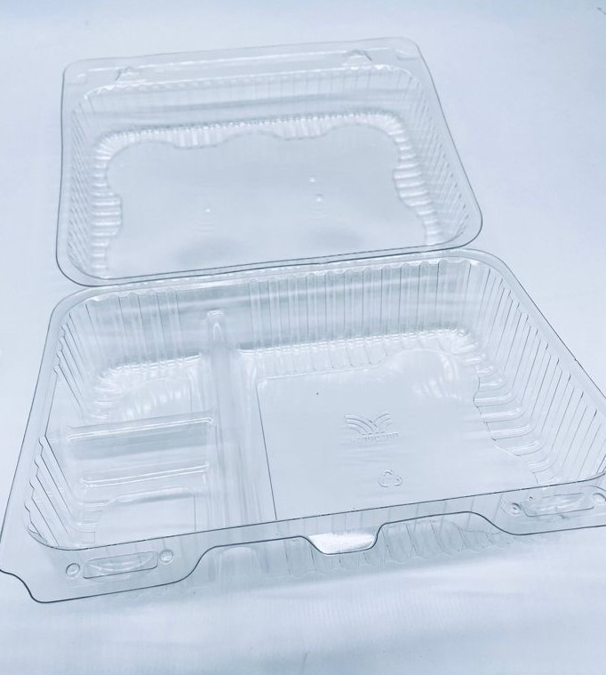 14" CLEAR 1PT PLASTIC HINGED LID DOMO