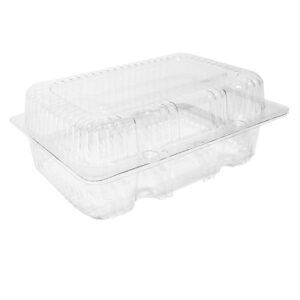 8" X 6" CLEAR 1PT DEEP PLASTIC HINGED LID PLASTIFAR