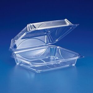 8" (SHALLOW) CLEAR 1PT PLASTIC HINGED LID VISIBLY FRESH  8091