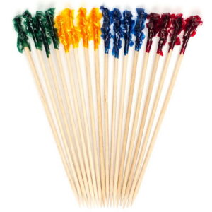 4" NATURAL WOODEN TOOTHPICKS -WITH FRILLS