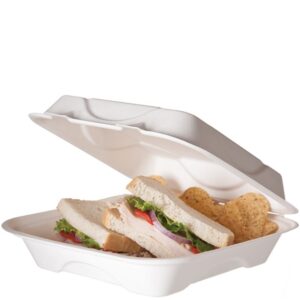 SUGARCANE CLAMSHELLS  - 9IN X 9IN X 3IN HC91 - BAGGASE
