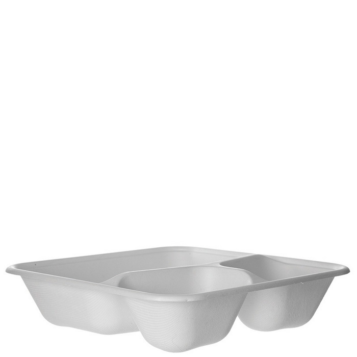 WORLDVIEW SUGARCANE TAKE-OUT CONTAINERS, 9IN 3-CMPT SQUARE