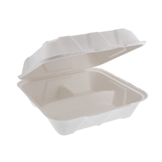 9"X 9" 3PT HINGED LID BAGASSE CONTAINER