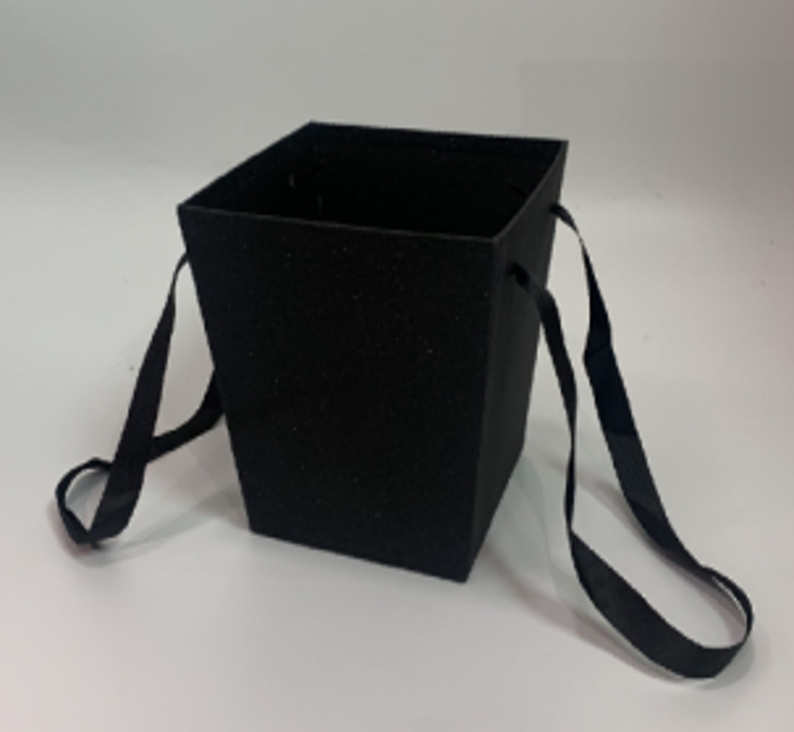 BLACK BASKET FLOWER/GIFT BOX W/HANDLE (W3116) 1PC
