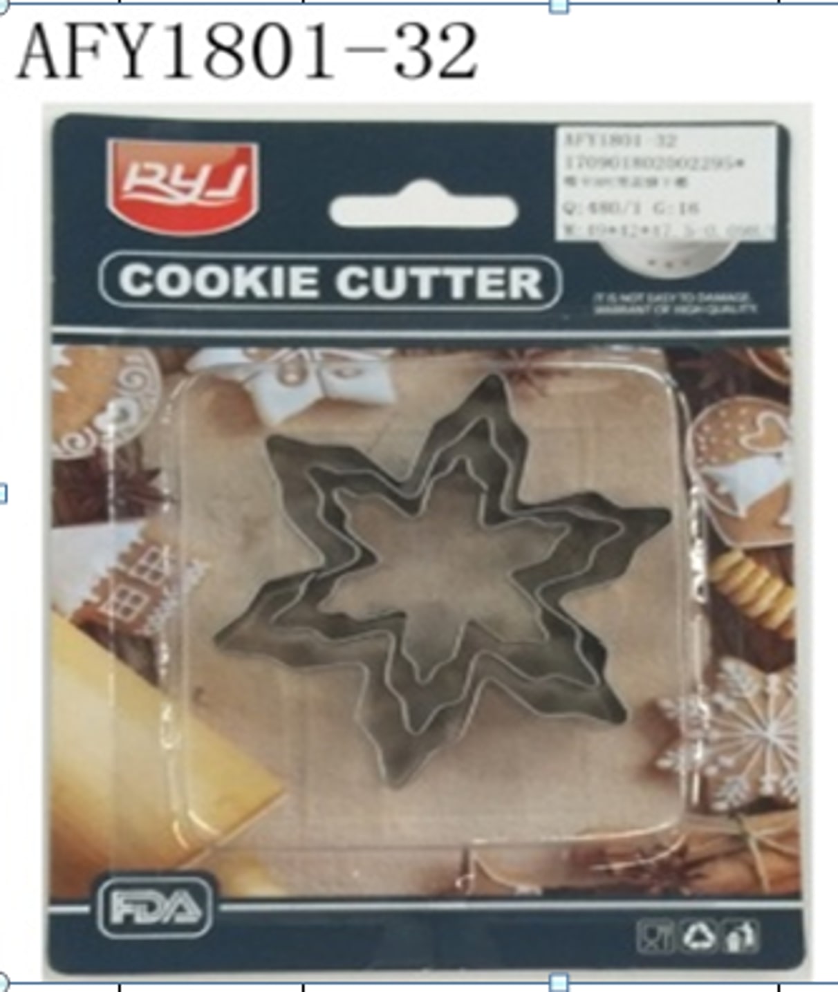 3PC SNOWFLAKE COOKIE CUTTER