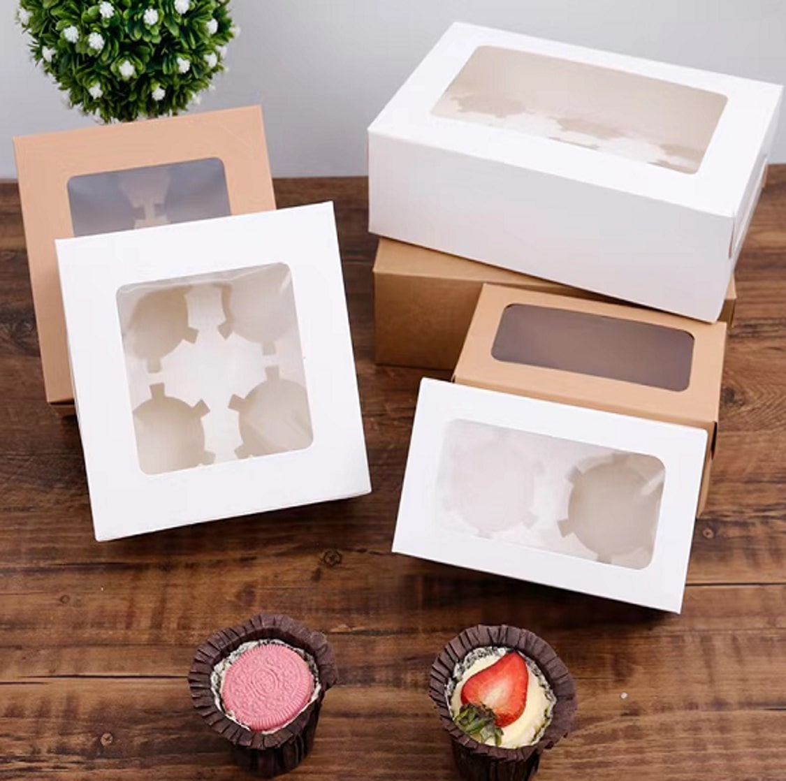 KRAFT CAKE BOX W/CUPCAKE INSERT (KPB-04) 10CT - 6 CUPCAKE