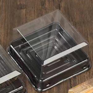 MEDIUM SQUARE CLEAR CAKE CONTAINER W/BLACK BOTTOM (M-80) 50CT