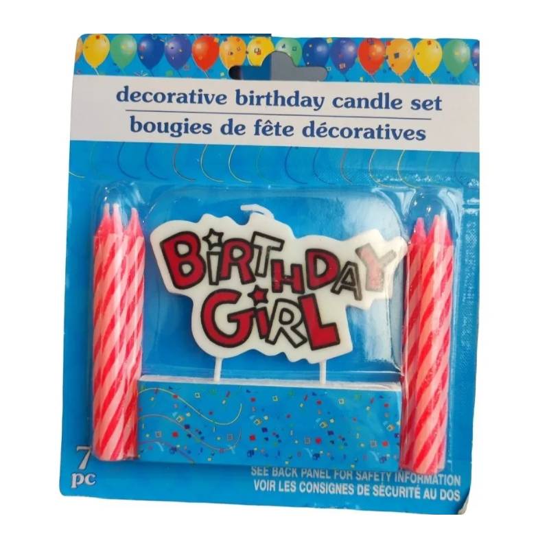 DECORATIVE BIRTHDAY GIRL CANDLE SET kruger
