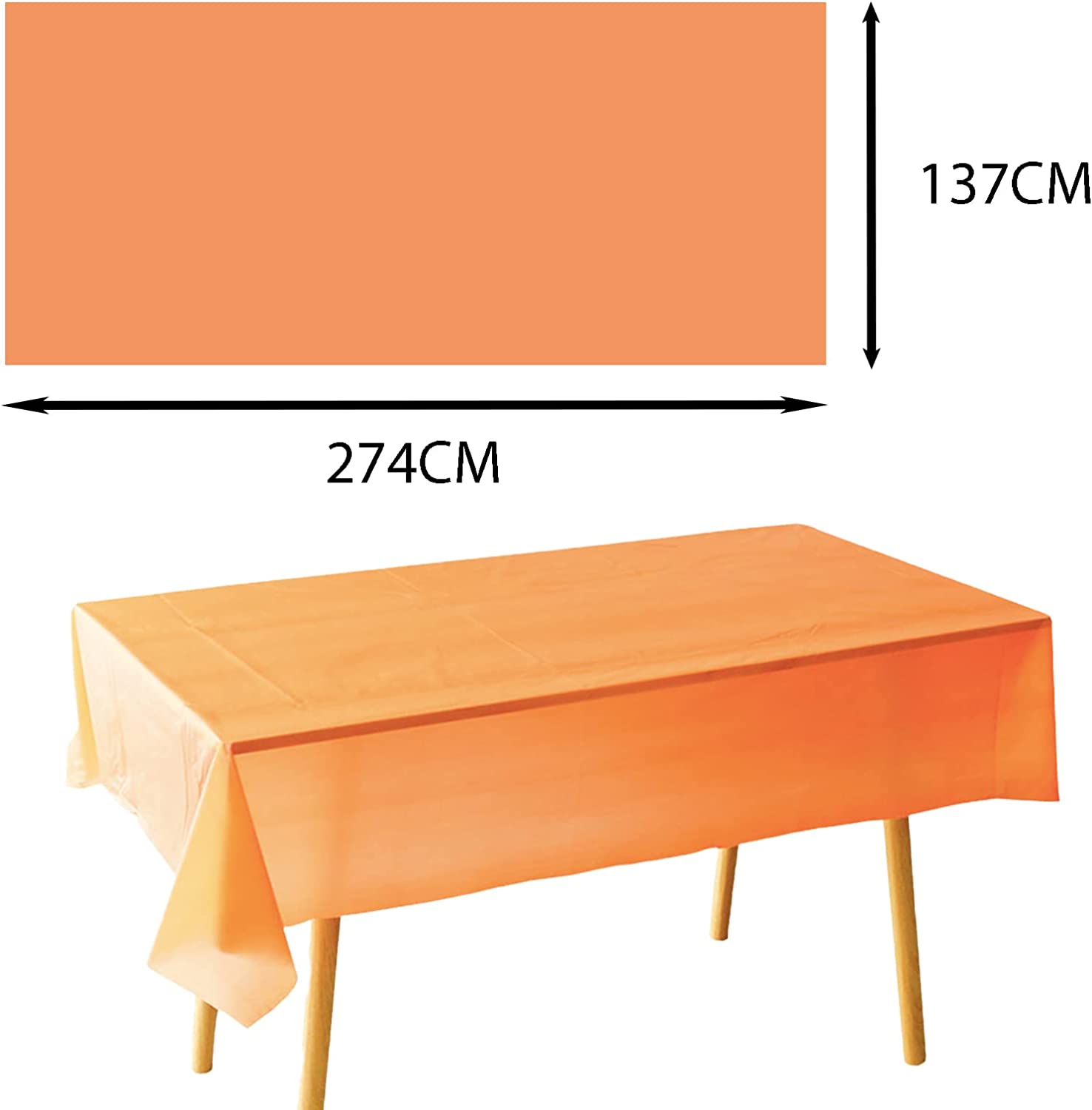 RECTANGLE TABLE CLOTH 1CT (54" X 108") 137CM X 274CM - PLAIN - ORANGE