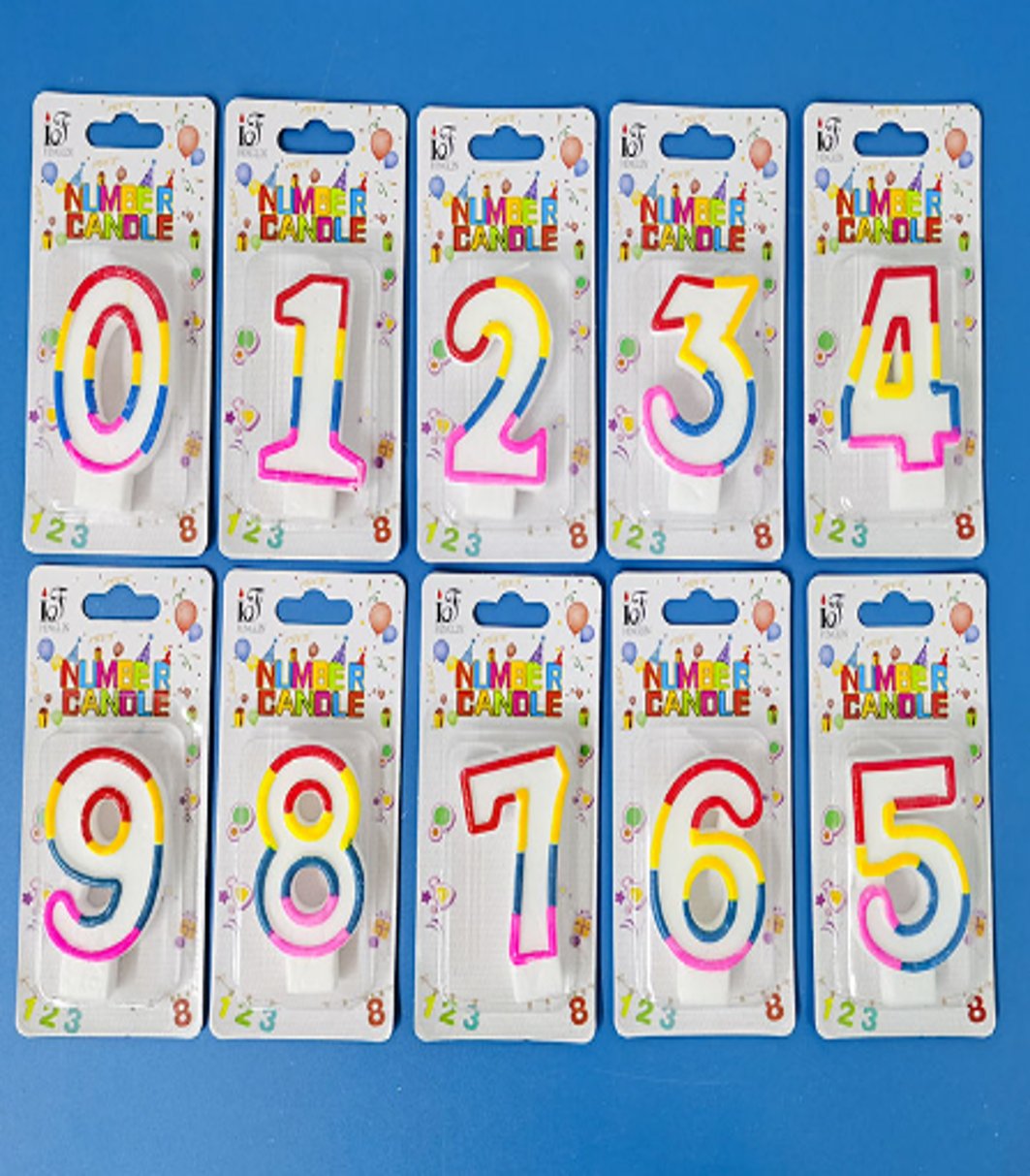 MULTICOLORED NUMBER CANDLES 1CT - 1