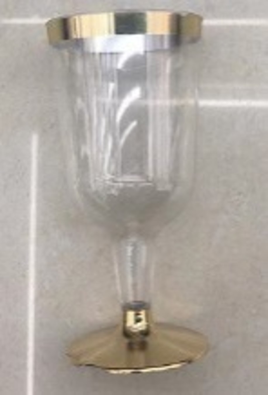 6.5X13.2X5.8CM CLEAR WINE CUP W/GOLD RIM, 6CT