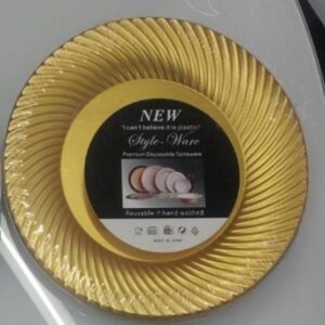 7" GOLD PLASTIC PLATE W/SWIRL DESIGN