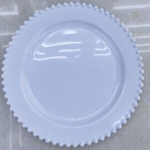 7" WHITE PLASTIC PLATE W/BEADED RIM