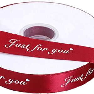 JUST FOR YOU 1" SATIN WITH PRINT 100YDS - BURGANDY