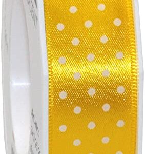 1" SATIN WITH WHITE POLKA DOTS 100YDS - YELLOW GOLD