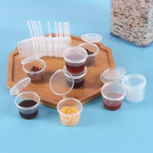 4OZ PLASTIC SAUCE CUP PP ROUND W/LID CLEAR
