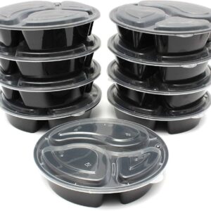 ROUND BLACK BOTTOM CONTAINER W/LID 3-COMP