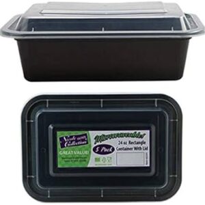 BLACK FOOD CONTAINER W/LID - 24OZ 7"X5" (02241)