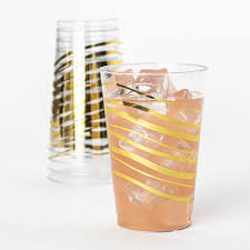 12OZ CLEAR TUMBLER W/GOLD DESIGN