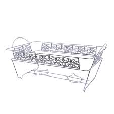 DECORATIVE CHAFING RACK W/ FUEL HOLDERS, SILVER