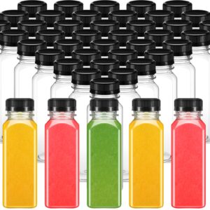 12OZ SQAURE CLEAR PLASTIC JUICE BOTTLES W/LIDS
