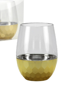15 OZ STEMLESS TUMBLER/GOLD BASE -16OZ