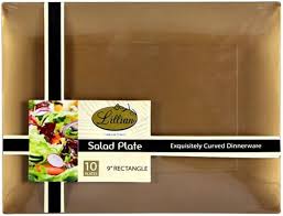 9" X 6 7/8" RECTANGLE SALAD PLATE, GOLD