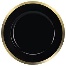 MAGNIFICENCE 13" PLATE CHARGER BLACK W/ POLISHED GOLD RIM
