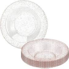 14OZ CLEAR/ROSE GOLD GLITTER BOWL
