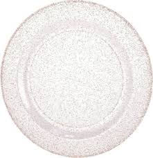 9" CLEAR/ROSE GOLD GLITTER PLATE
