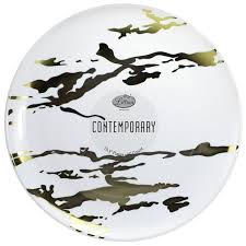 CONTEMPORARY 10.5" PLATE GOLD/WHITE MARBLE