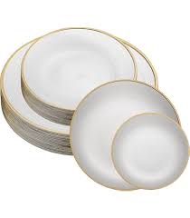 MAGNIFICENCE COMBO PLATE SET - PEARL/GOLD TRIM (16-10"/16-7")