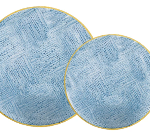 LILLIAN ARCTIC COMBO PLATE ROUND (35388) - BLUE W/GOLD RIM 16-10" & 16 - 7"