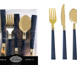 LILLIAN WOVEN-POLISHED COMBO CULTERY (37071) - BLUE/GOLD