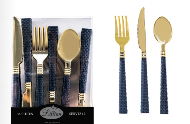LILLIAN WOVEN-POLISHED COMBO CULTERY (37071) - BLUE/GOLD