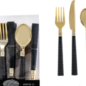 LILLIAN WOVEN-POLISHED COMBO CULTERY (37073) - GREEN/GOLD