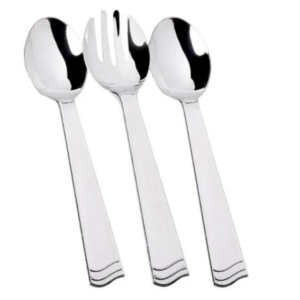 POLISHED SILVER SERVING SET (2 SPOONS, 1 FORK)